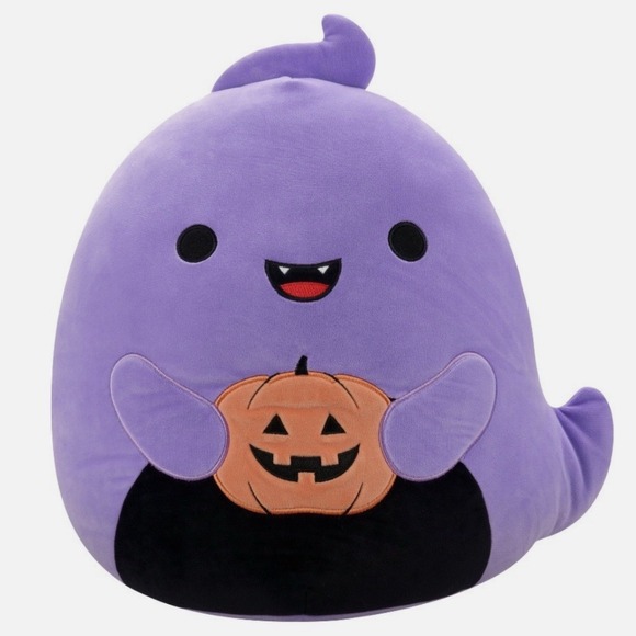 Squishmallows Jordon The Purple Ghost Holding Pumpkin Halloween Plush 16" NWT - Picture 1 of 12